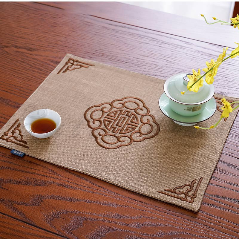 ランチョンマット テーブルウェア 中国風 刺繍 洗える キズ防止 高級