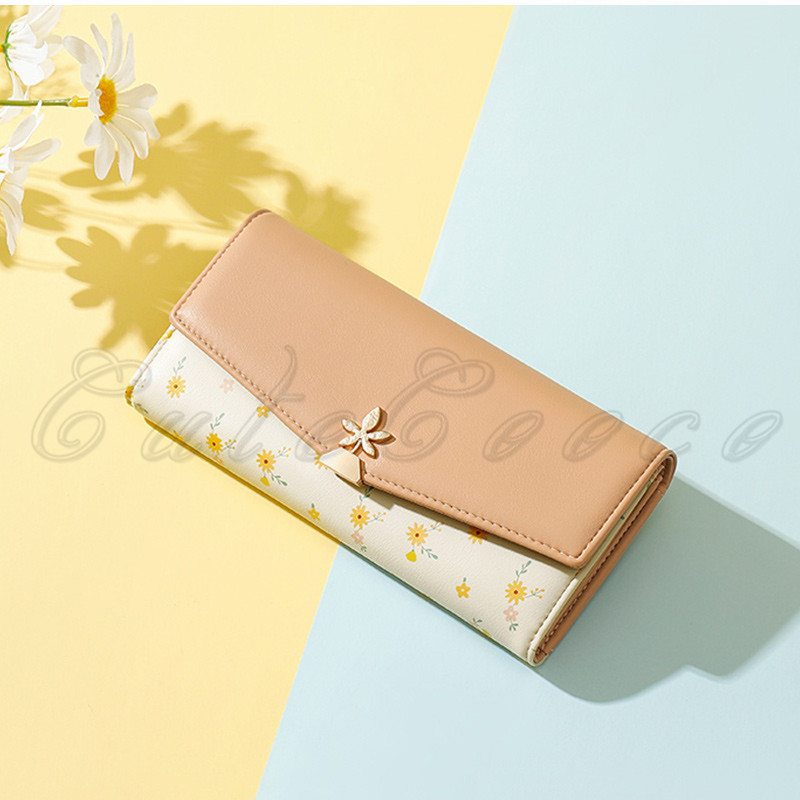 AETHER 花柄プリント 三つ折り財布 ミントグリーン AETHER 花柄プリント 三つ折り財布 ミントグリーン