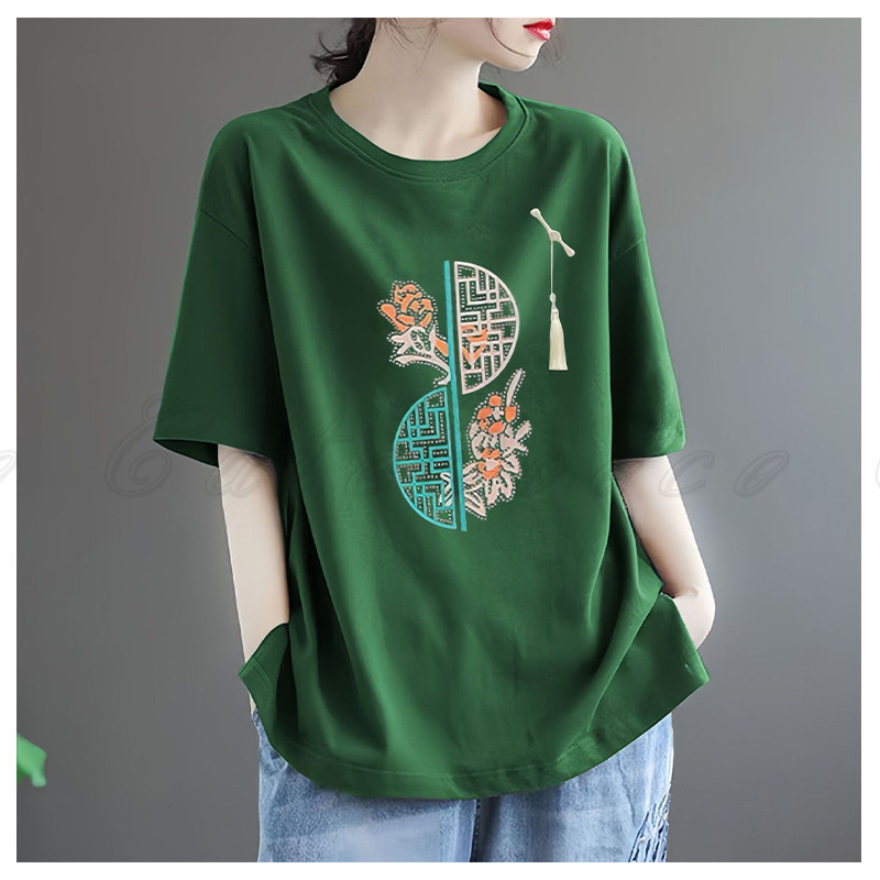 Tシャツ レディース 半袖 ラウンドネック コットン 大きいサイズ