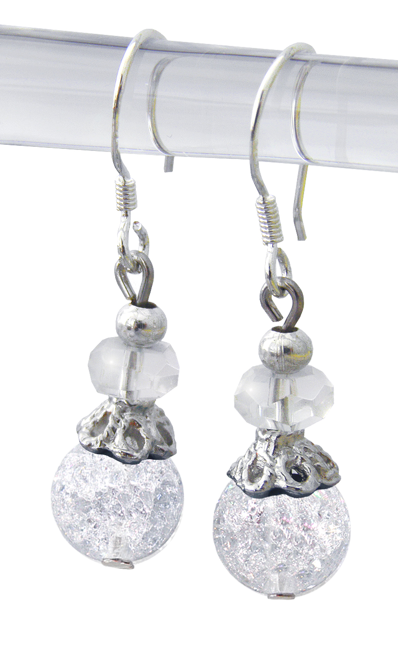 パワーストーン クラッククオーツ 水晶 ピアス