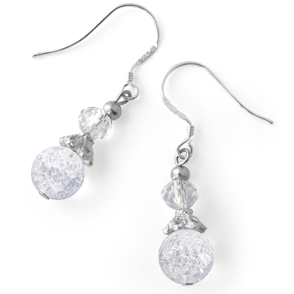 パワーストーン クラッククオーツ 水晶 ピアス