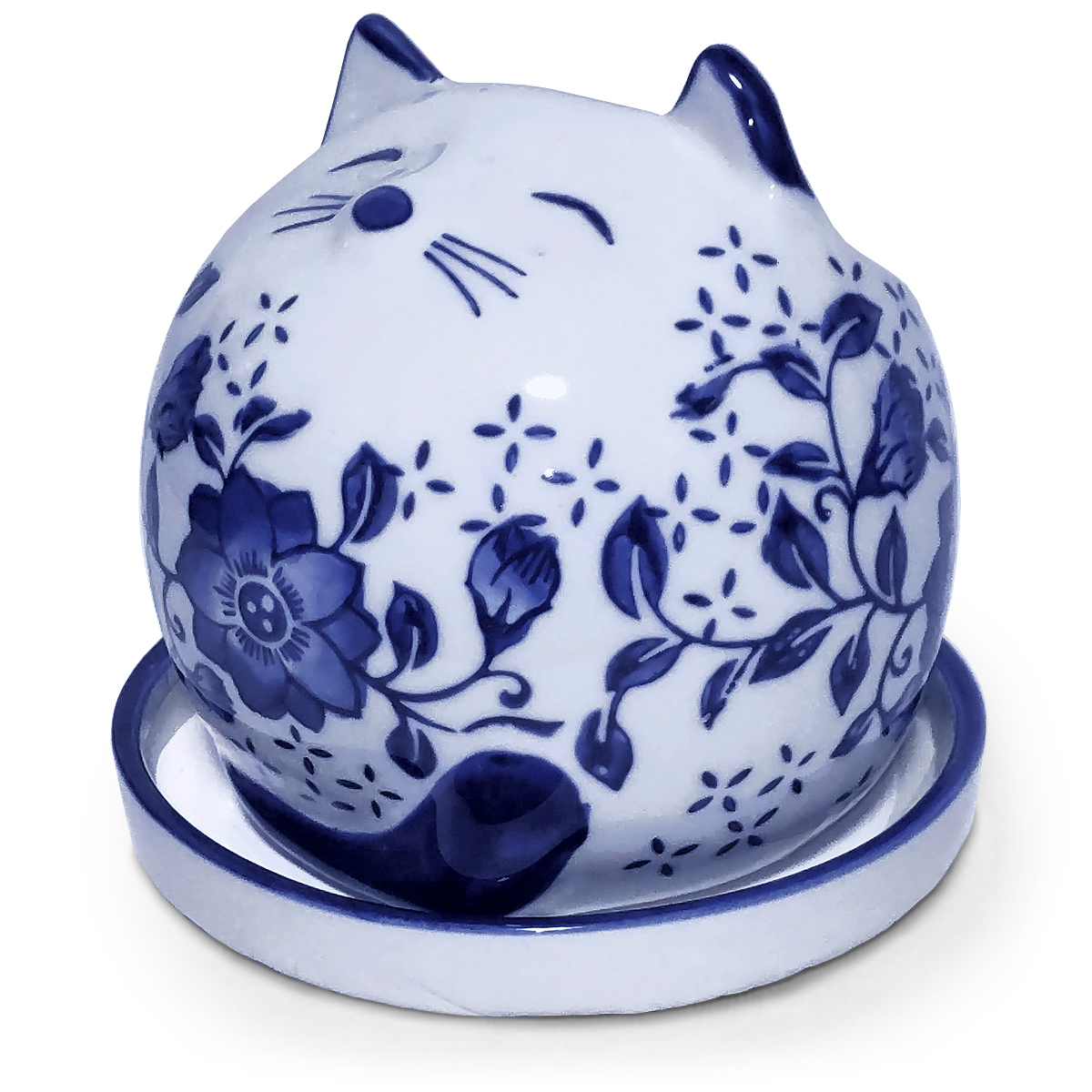 植木鉢 皿付き まん丸猫 イメージ画像