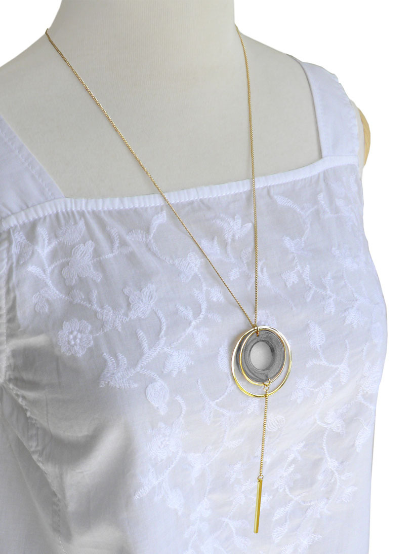  marble ring metal Circle pendant necklace image image 