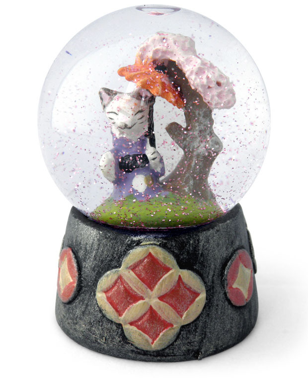 江戸前猫 スノードーム 和風 ねこ おしゃれ 置物(花吹雪)かわいい