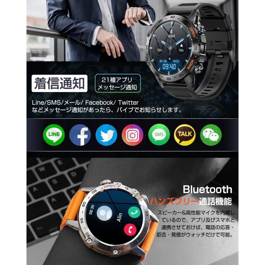 スマートウォッチ 通話機能 日本製センサー 血圧測定 Bluetooth5.2 IP68防水 Line着信通知 丸型 活動量計 腕時計 父の日 プレゼント iPhone/Android対応｜cw-store｜07