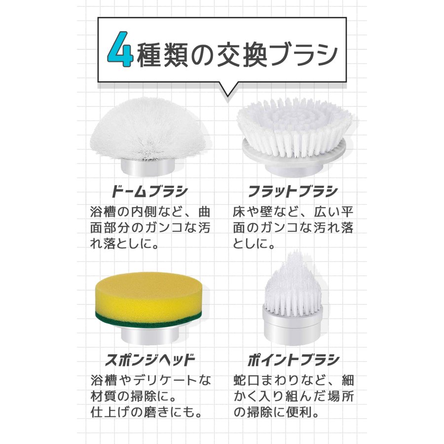 電動掃除機用替えブラシセット お風呂掃除 替えブラシ お風呂デッキ