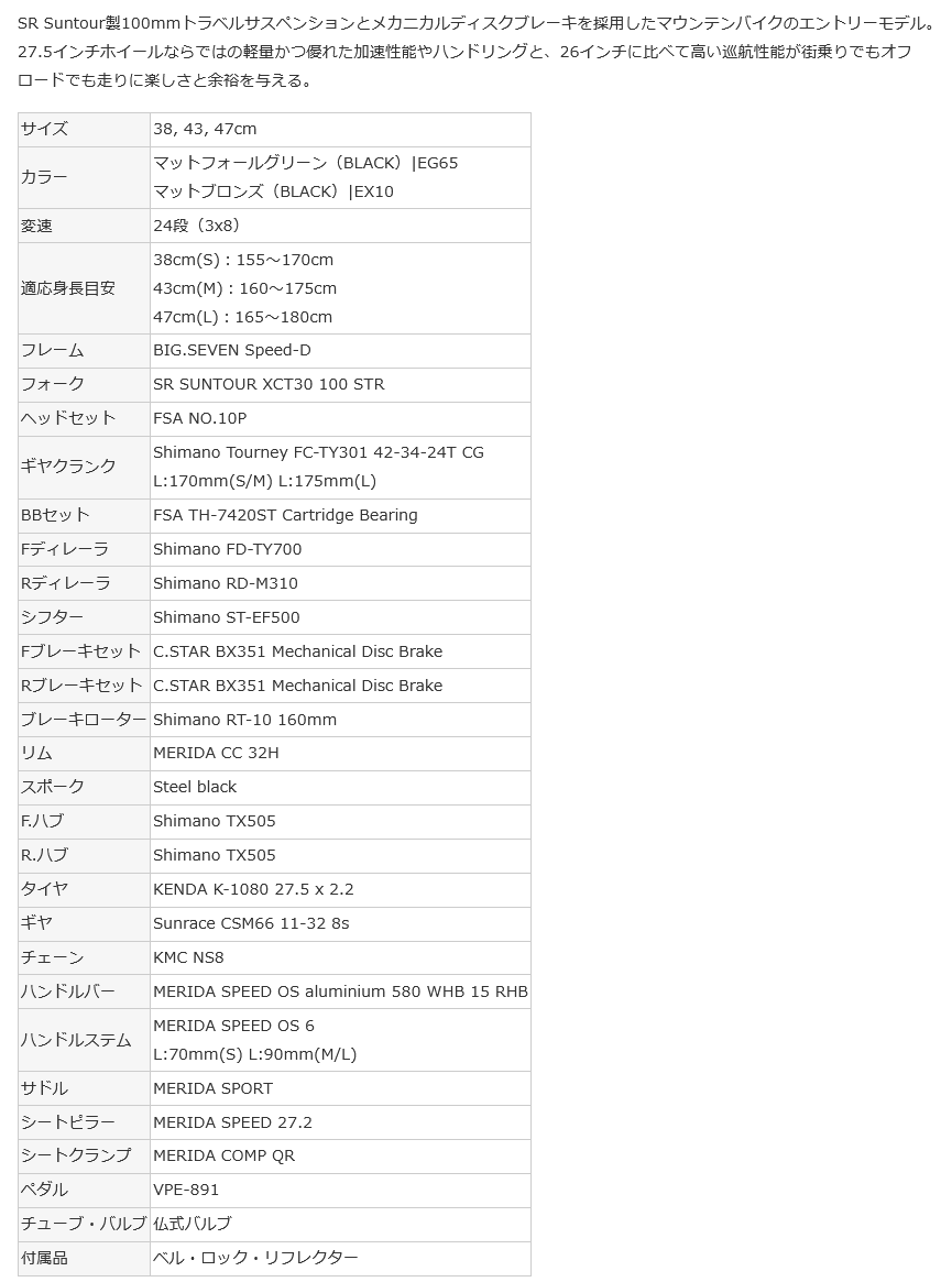 配送不可：店頭受取のみ)メリダ（MERIDA）BIG SEVEN 20-MD（3x8s）MTB27.5”【在庫限定】特価車 : 00620162 :  サイクルヨシダYahoo!店 - 通販 - Yahoo!ショッピング