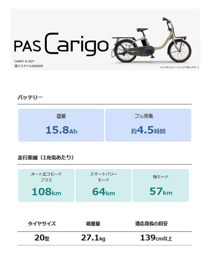 YAMAHA（ヤマハ） 「ヤマハ」PAS Carigo（パス キャリゴー）「PA20CG