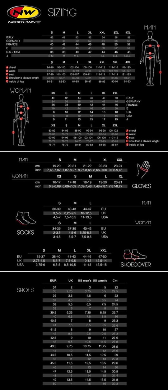 northwave shoe size guide
