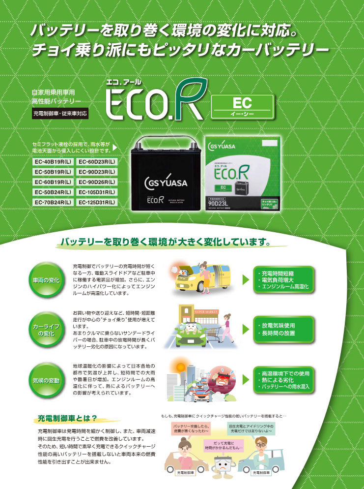 ECO.R EC 85D26L GSユアサ バッテリー エコアール スタンダード 充電