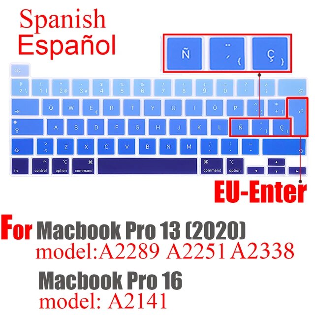 Macbook Pro13 M1 2020新pro16キーボードカバーソフト n とスペインプロテクターキーボード保護フィルムA2338 A2289｜cyukusou｜09
