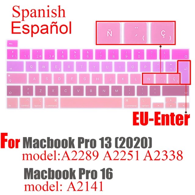Macbook Pro13 M1 2020新pro16キーボードカバーソフト n とスペインプロテクターキーボード保護フィルムA2338 A2289｜cyukusou｜11