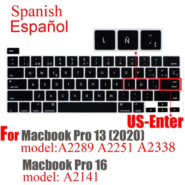 Macbook Pro13 M1 2020新pro16キーボードカバーソフト n とスペインプロテクターキーボード保護フィルムA2338 A2289｜cyukusou｜03