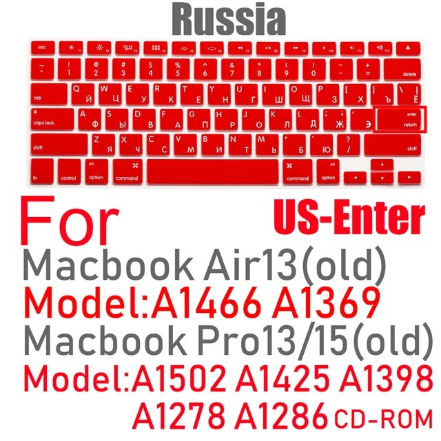 キーボードカバーeu米国ロシア語キーボードmacbook Air13 A1466 Pro13/15 A1502A1398シリコンキーボードプロテクター｜cyukusou｜02