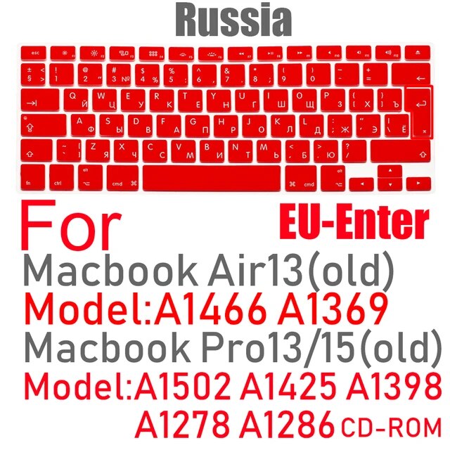 キーボードカバーeu米国ロシア語キーボードmacbook Air13 A1466 Pro13/15 A1502A1398シリコンキーボードプロテクター｜cyukusou｜03