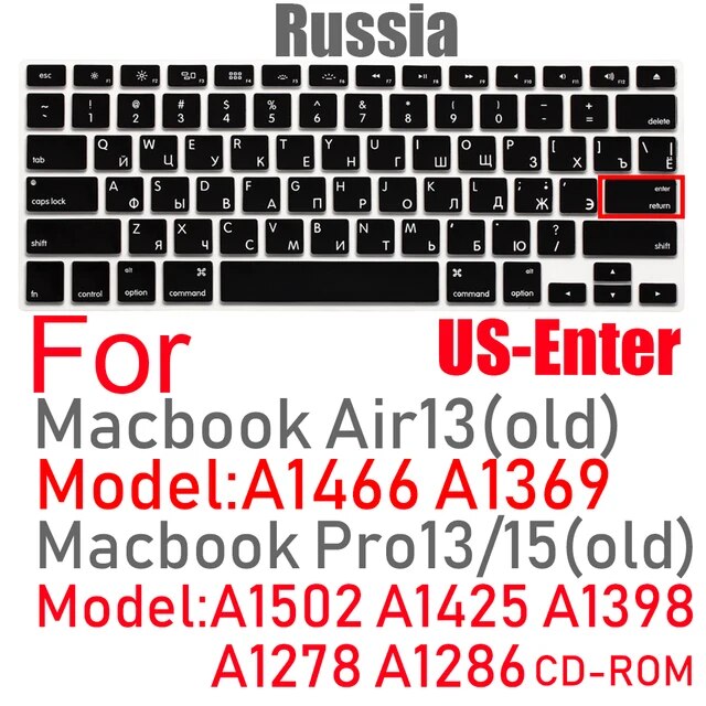 キーボードカバーeu米国ロシア語キーボードmacbook Air13 A1466 Pro13/15 A1502A1398シリコンキーボードプロテクター｜cyukusou｜08