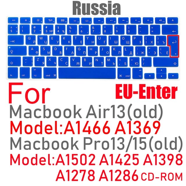 キーボードカバーeu米国ロシア語キーボードmacbook Air13 A1466 Pro13/15 A1502A1398シリコンキーボードプロテクター｜cyukusou｜05