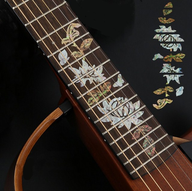 16スタイルクロスインレイデカール指板ステッカーウクレレギターアクセサリーエレクトリックアコースティックギターベース超薄型ステッカー｜cyukusou｜16