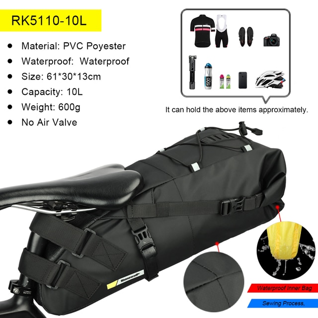 Rhinowalk-防水自転車サドルバッグ,10l,13l,折りたたみ式リアバッグ,マウンテンバイクまたはロードバイク用,屋外旅行用｜cyukusou｜02