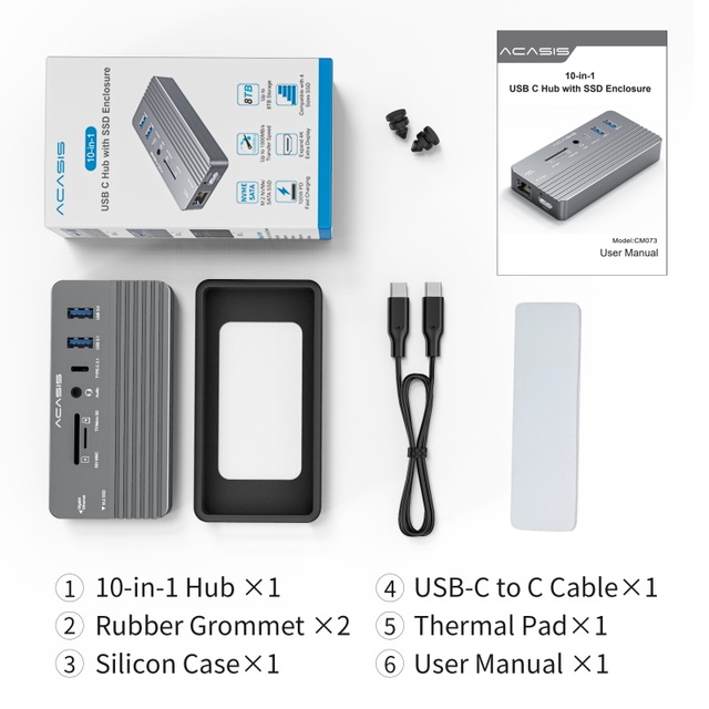 Acasis usb 3.1ハブ10ポートタイプcドックステーションrj45hdmi互換tf/sdカードm.2nvme/sata ssdエンクロージャ｜cyukusou｜03