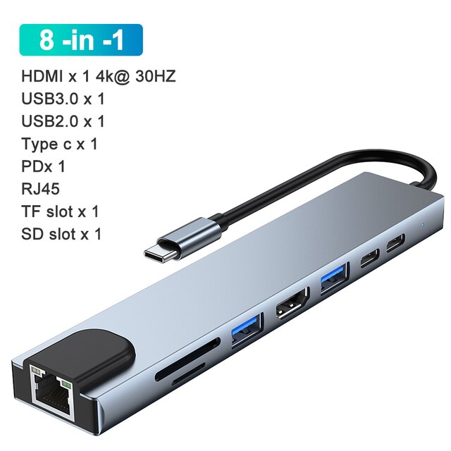USB Type-Cハブアダプター,USB Type-Cスプリッター,4K,HDMI 3 0ハブ,マルチUSB 3.0 otg,SDカードリーダー,r｜cyukusou｜06