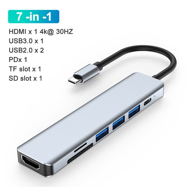 USB Type-Cハブアダプター,USB Type-Cスプリッター,4K,HDMI 3 0ハブ,マルチUSB 3.0 otg,SDカードリーダー,r｜cyukusou｜04