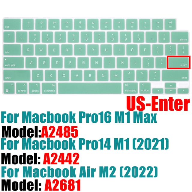 Macbook air,m2,a2681,pro14,a2442,macbook pro,16,a2485,2021mm,1色用のシリコンキーボードプ｜cyukusou｜17