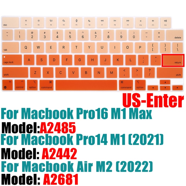 Macbook air,m2,a2681,pro14,a2442,macbook pro,16,a2485,2021mm,1色用のシリコンキーボードプ｜cyukusou｜05