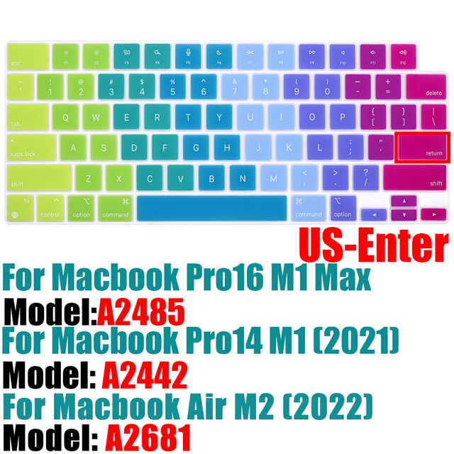 Macbook air,m2,a2681,pro14,a2442,macbook pro,16,a2485,2021mm,1色用のシリコンキーボードプ｜cyukusou｜03