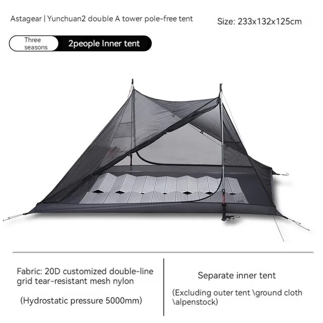 Asta gear yun chuan両面シリコンコーティングされたピラミッド、15dナイロン、rodlessキャンプとハイキング、屋外超軽量テント、｜cyukusou｜08