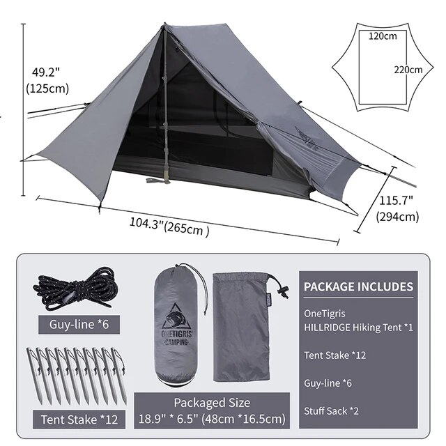 Ontigris-屋外のトレッキングテント、マウンテンバイクのお粥、軽量のキャンプとハイキングのシェルター、2人、3シーズン｜cyukusou｜02