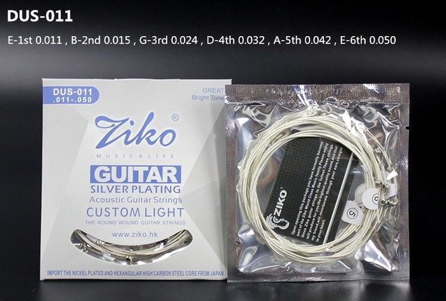 Ziko dus-アコースティックギター弦,六角形炭素鋼コア,シルバーメッキ楽器アクセサリー,パーツ,010,011,012｜cyukusou｜03
