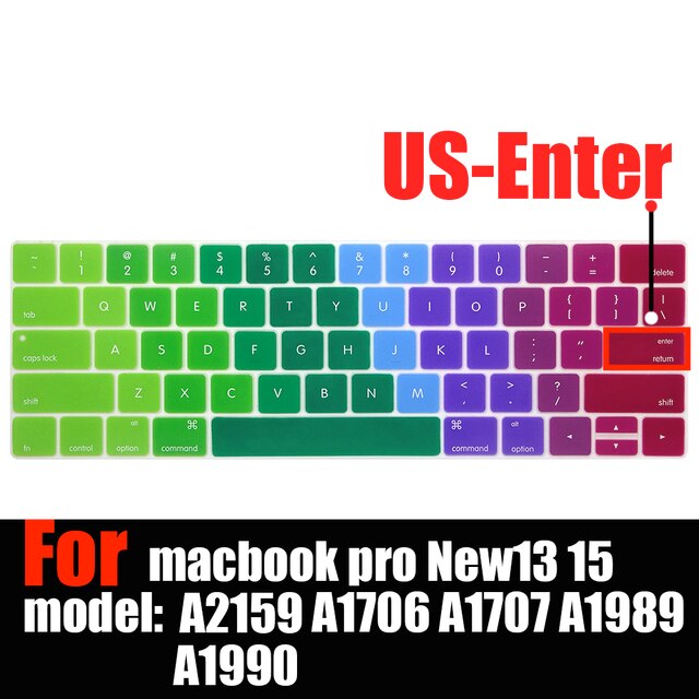 キーボードカバー シリコン キーボード ノートブック　mac pro 13 15　Macbook Pro,タッチバー付き,グラデーションカラー,a2159,a1706,a1707,a1989