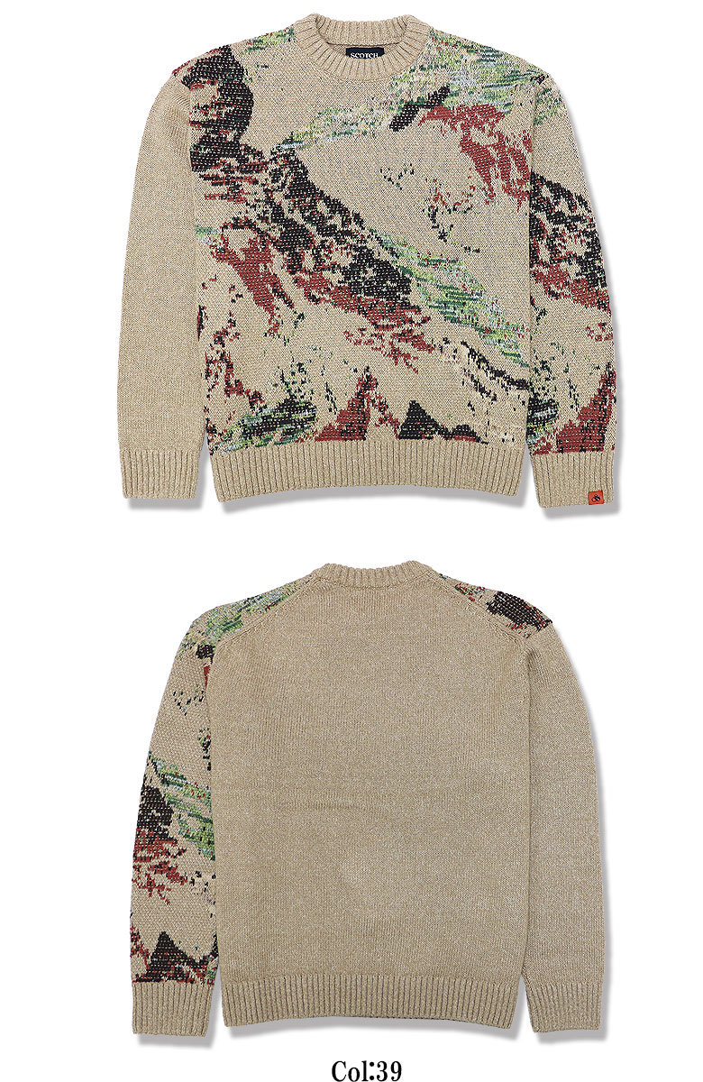 SCOTCH&SODA  スコッチアンドソーダ セーター アートワーク ドロップショルダー SWEATER 長袖 秋冬 プルオーバー メンズ カジュアル 181641の画像