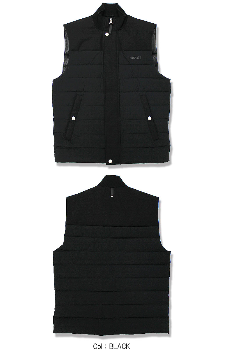 MACKAGE マッカージュ ダウンベスト ライトダウン brody インナーダウン ラバーロゴ ナイロン地 メンズ ロングシーズン フラップ 贅沢の画像