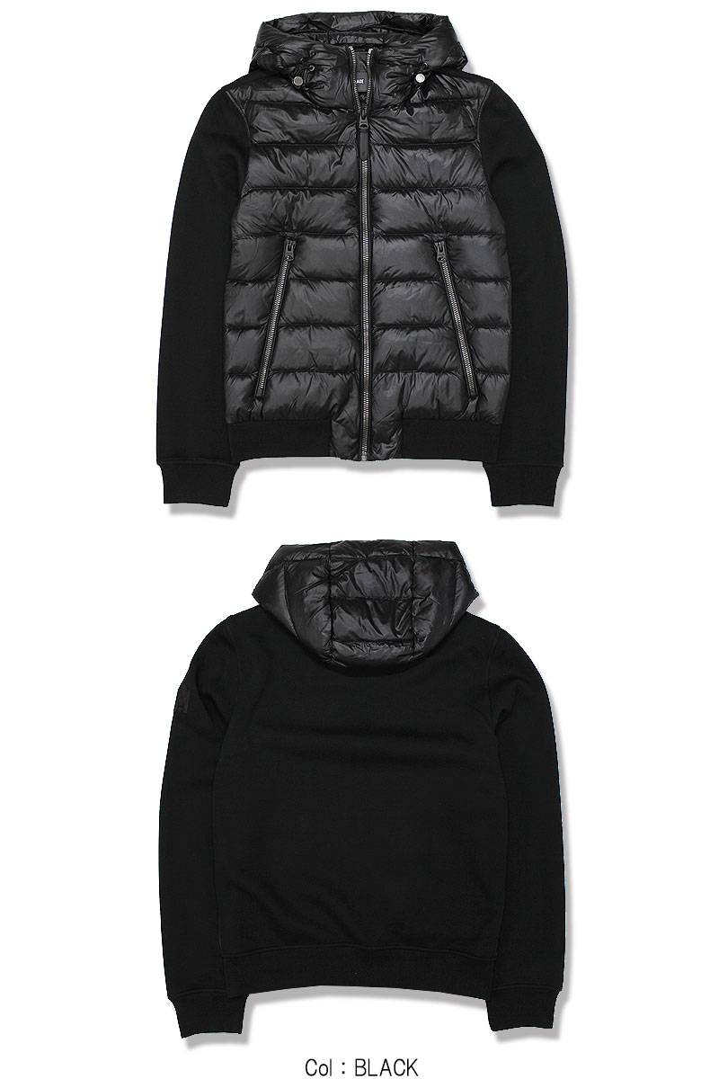MACKAGE マッカージュ ライトダウンジャケット コンビダウン FRANK-R インナーダウン ロゴパッチ 光沢感 メンズ ロングシーズン 高級の画像