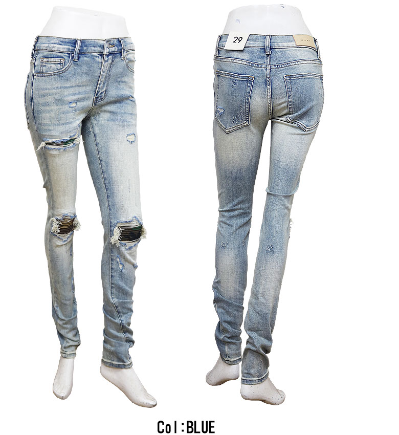 mnml ミニマル x214 ダメージジーンズ スリムフィットデニム 28