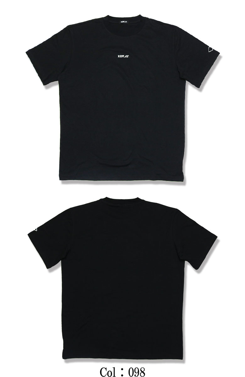 REPLAY リプレイ Tシャツ 半袖 カットソー 菱形ロゴプリント メンズ カジュアル 立体ロゴ ...