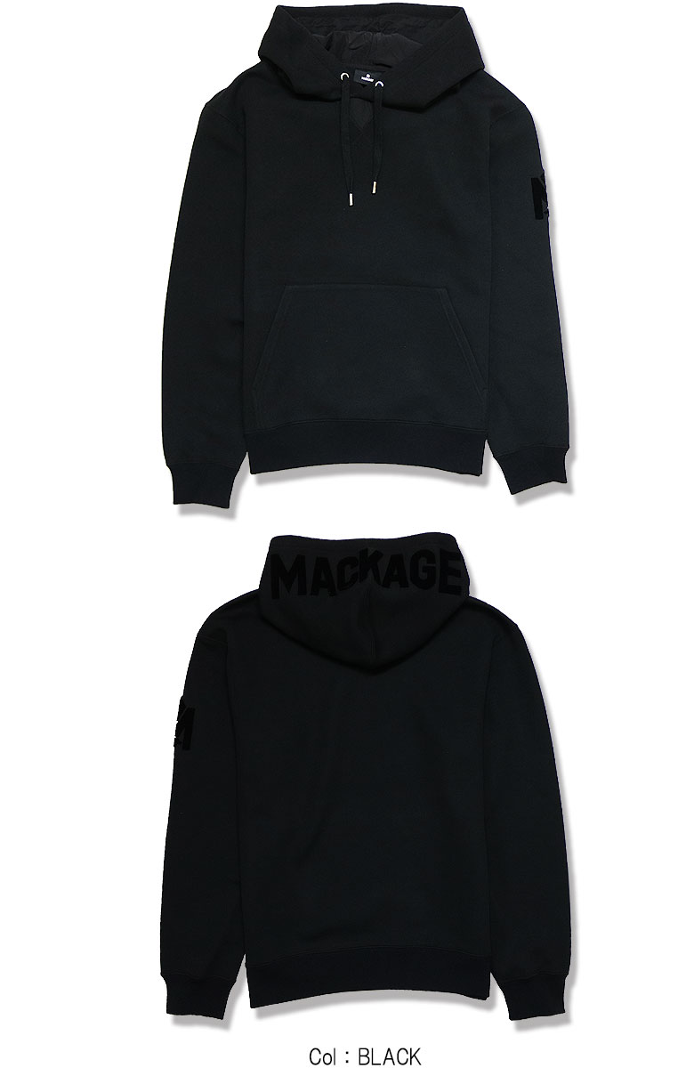 MACKAGE マッカージュ パーカー フーディ HOODIE プルオーバー KRYS-R ベルベット刺繍 贅沢 セットアップ可 リラックス クラシック メンズ ユニ