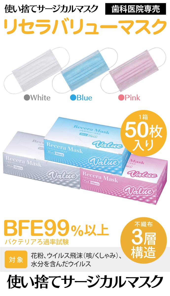 リセラ バリューマスク (ホワイト) レギュラーサイズ 50枚入1箱