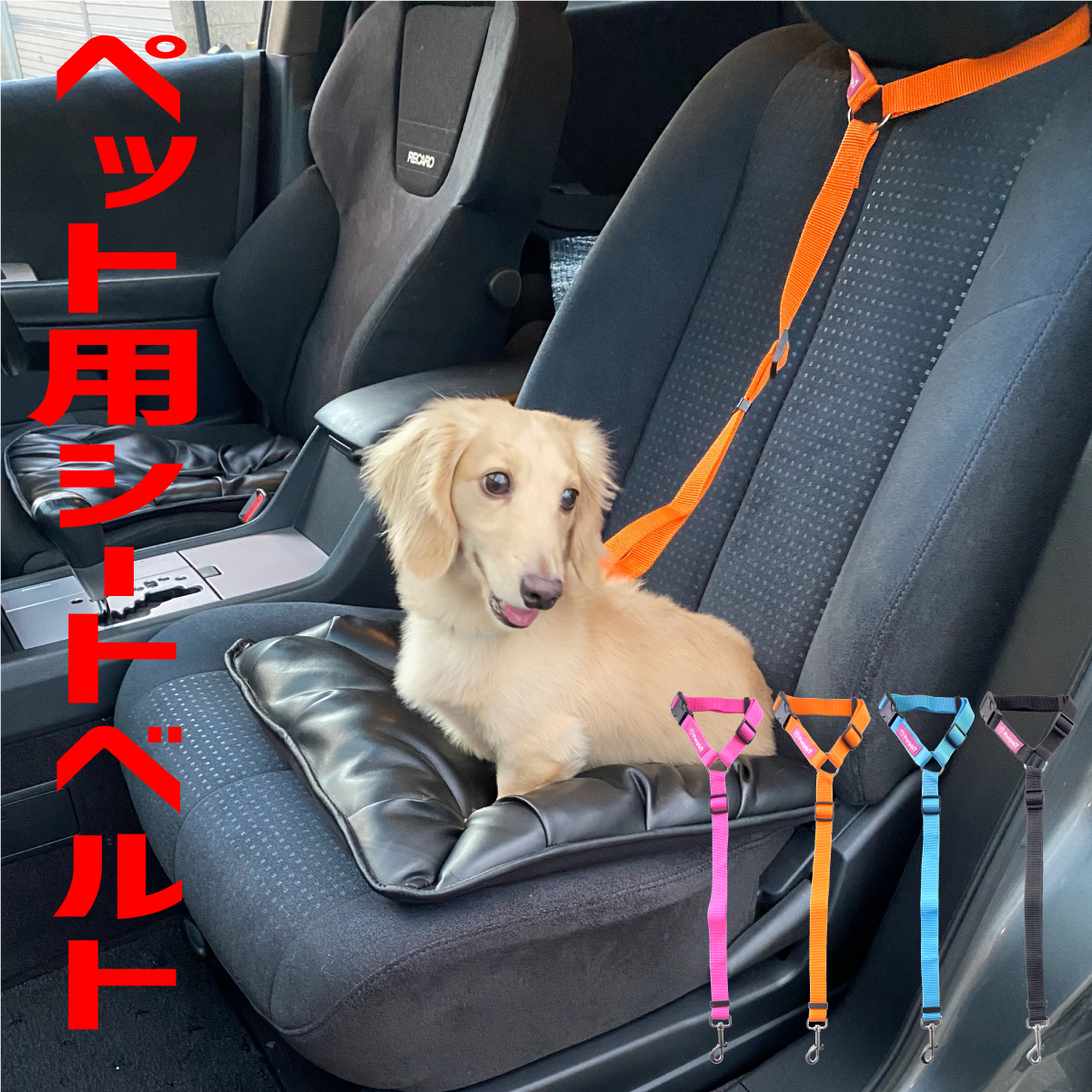 当店の記念日 犬 猫 ペット シートベルト ドライブ お出かけ 車 リード ゲージ 黒