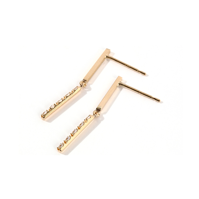 K18 18金 18k ピアス バー キュービックジルコニア ペア