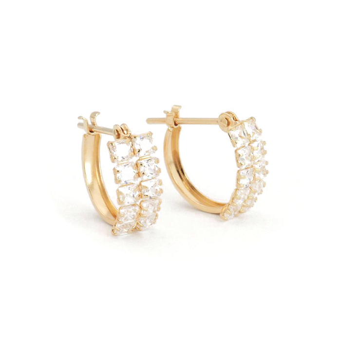 フープピアス 18k 18金 ピアス k18 キュービック ジルコニア 18