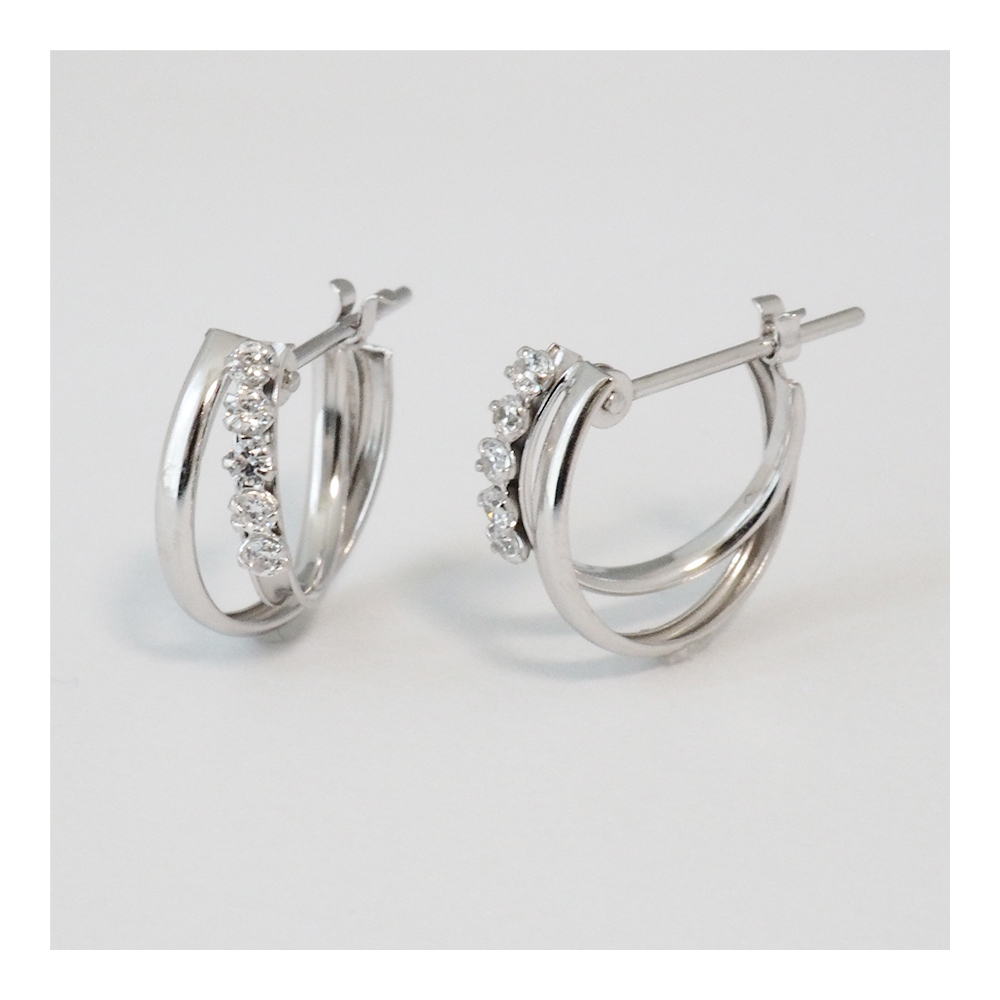 フープ ピアス k10 WG 10金 10k ホワイトゴールド キュービック