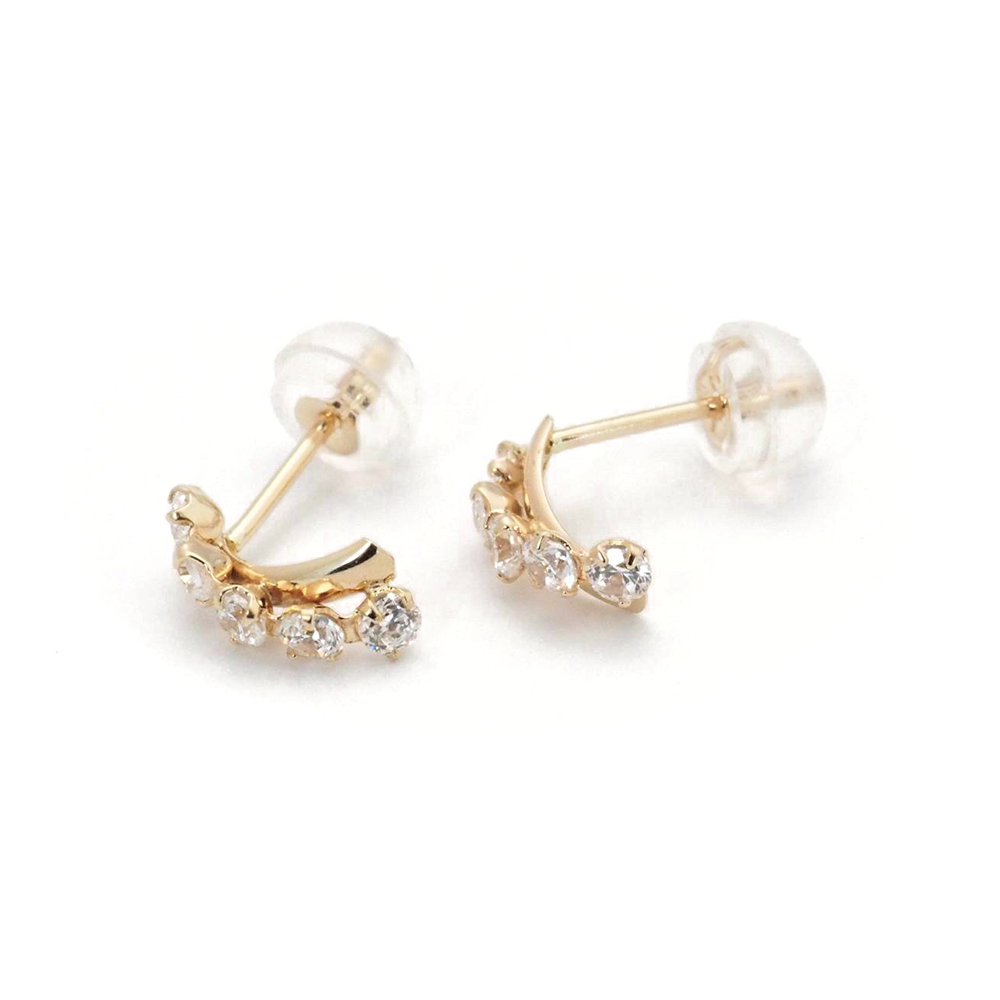 ピアス クロス 10k シンプル k10 10金 キュービック ジルコニア