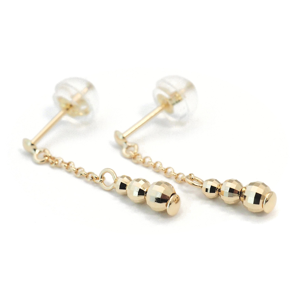 ピアス 18k 揺れる 18金 シンプル ミラーボール k18 地金 18金ピアス