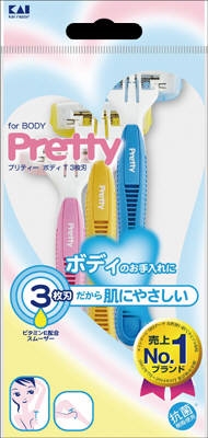 ＧＡ０００７　Ｐｒｅｔｔｙ　プリティーボディＴ３枚刃　３本入 【 貝印 】 【 女性用カミソリ 】 200セット