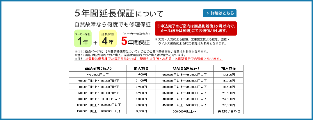 5年延長保証