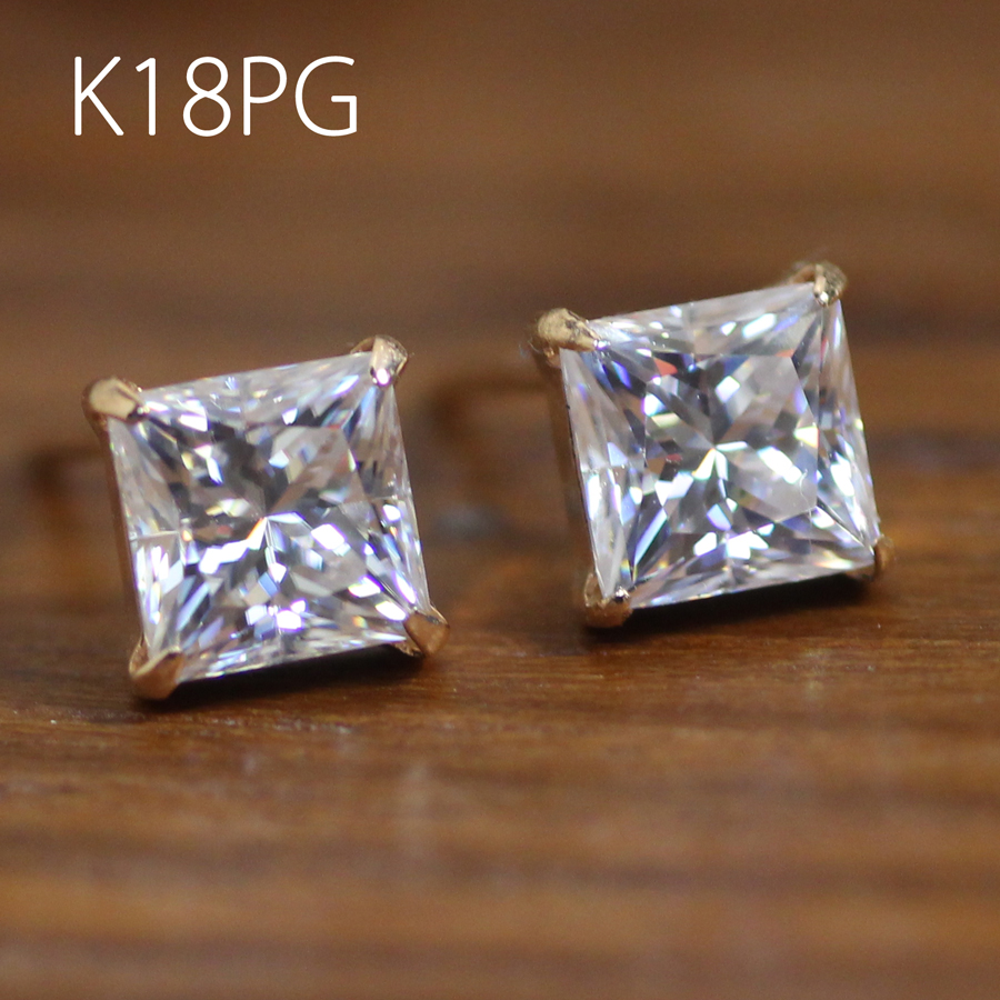 モアサナイト　ピアス2ct プリンセスカット モアサナイト 5ミリ スクエア プリンセスカットピアス