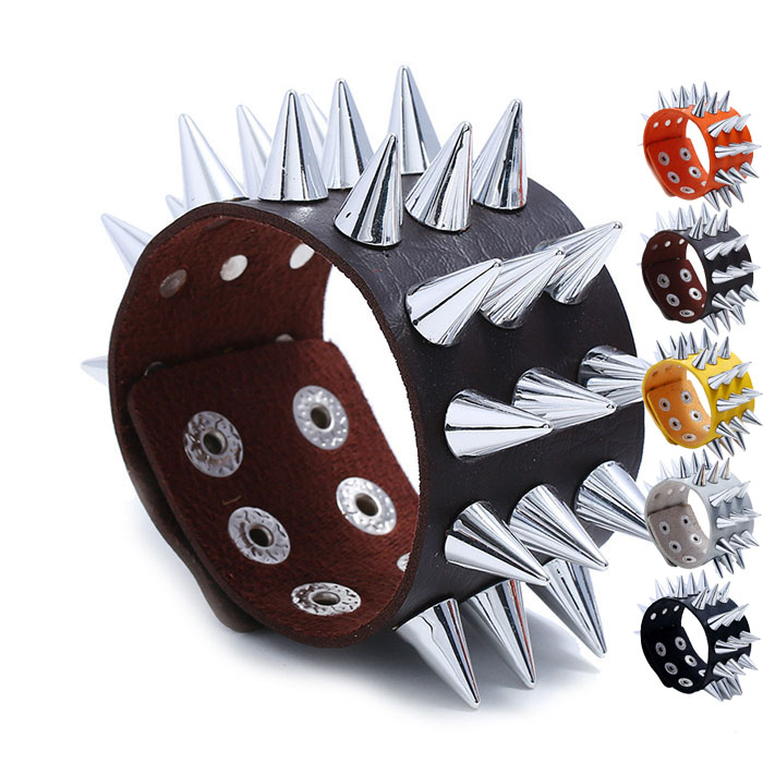 スタッズリストバンド 鋲 ロック トゲトゲ パンク レザー ブレスレット